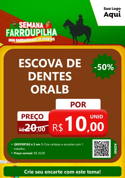 Modelo de Cartaz para Cartaz A4 Vertical com o tema Semana Farroupilha - Uma Barbaridade de Ofertas para Higiene Pessoal
