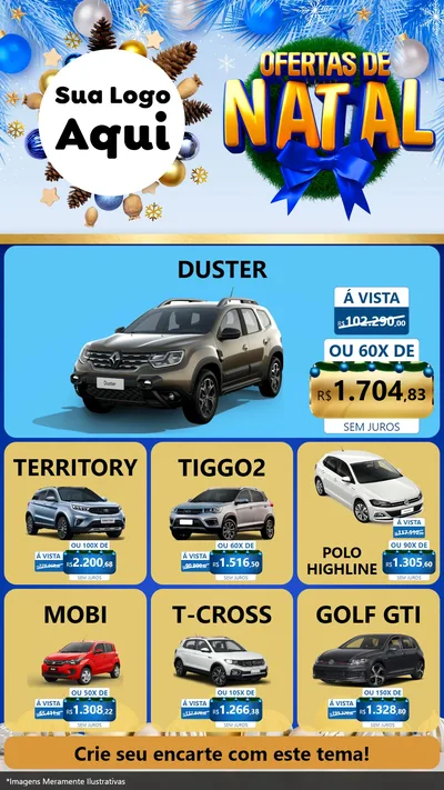 Modelo de Rede Social para Stories com o tema Ofertas de Natal para Concessionaria de Carros