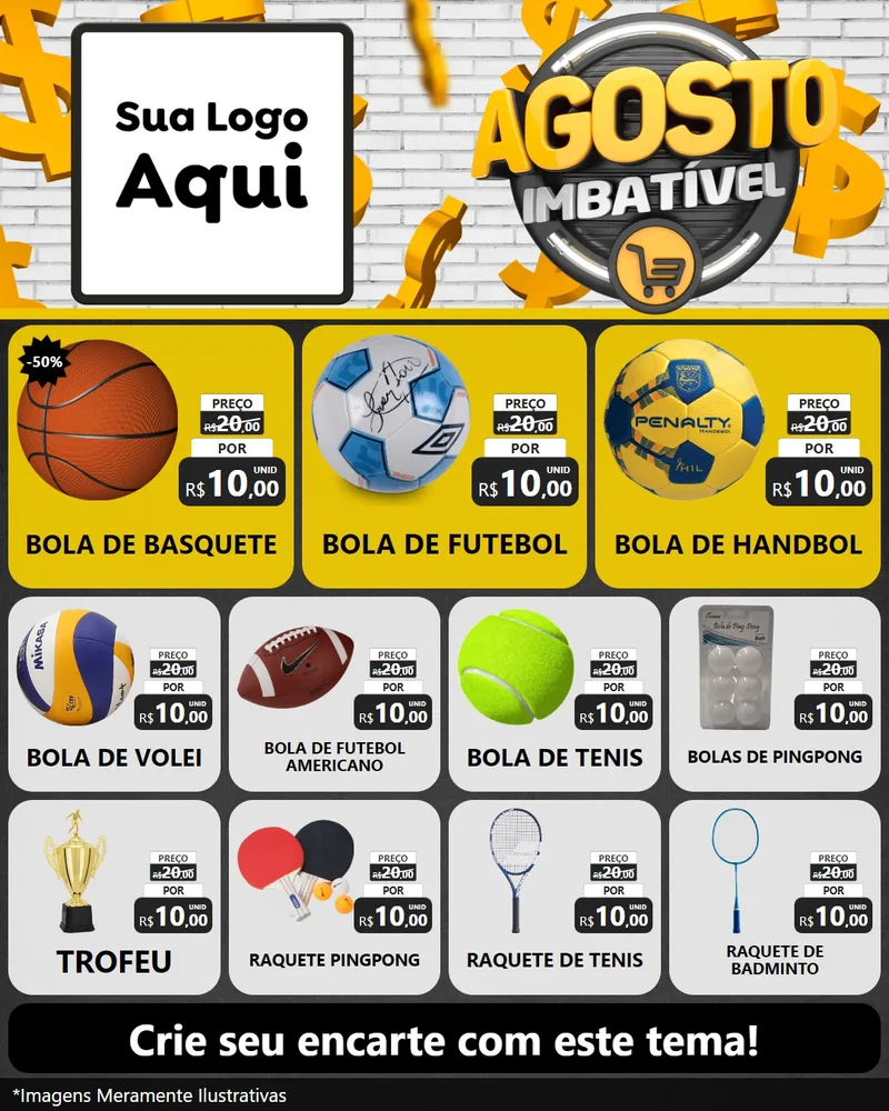 Modelo de Rede Social para Feed Instagram com o tema Agosto imbatível para Artigos Esportivos