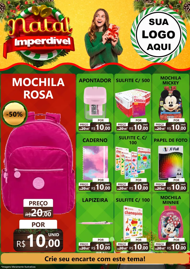 Modelo de Encarte para Encarte A4 Vertical com o tema Natal Imperdível para Papelaria