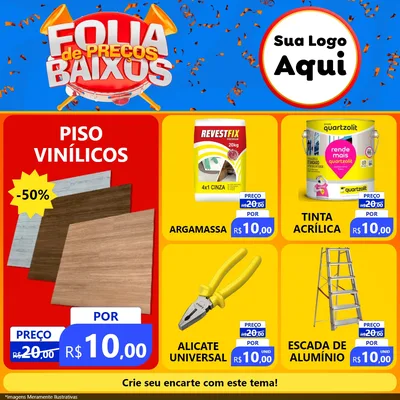 Modelo de Rede Social para Feed Facebook com o tema Folia de Preços Baixos para Material para Construção
