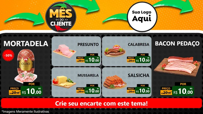 Modelo de TV para TV Horizontal com o tema Mês do Cliente para Frios e Laticínios