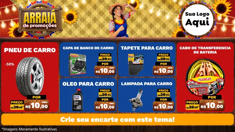 Modelo de TV para TV Horizontal com o tema Arraiá de Promoções para Auto peças