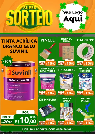 Modelo de Encarte para Encarte A4 Vertical com o tema Super Sorteio para Tintas e Ferramentas