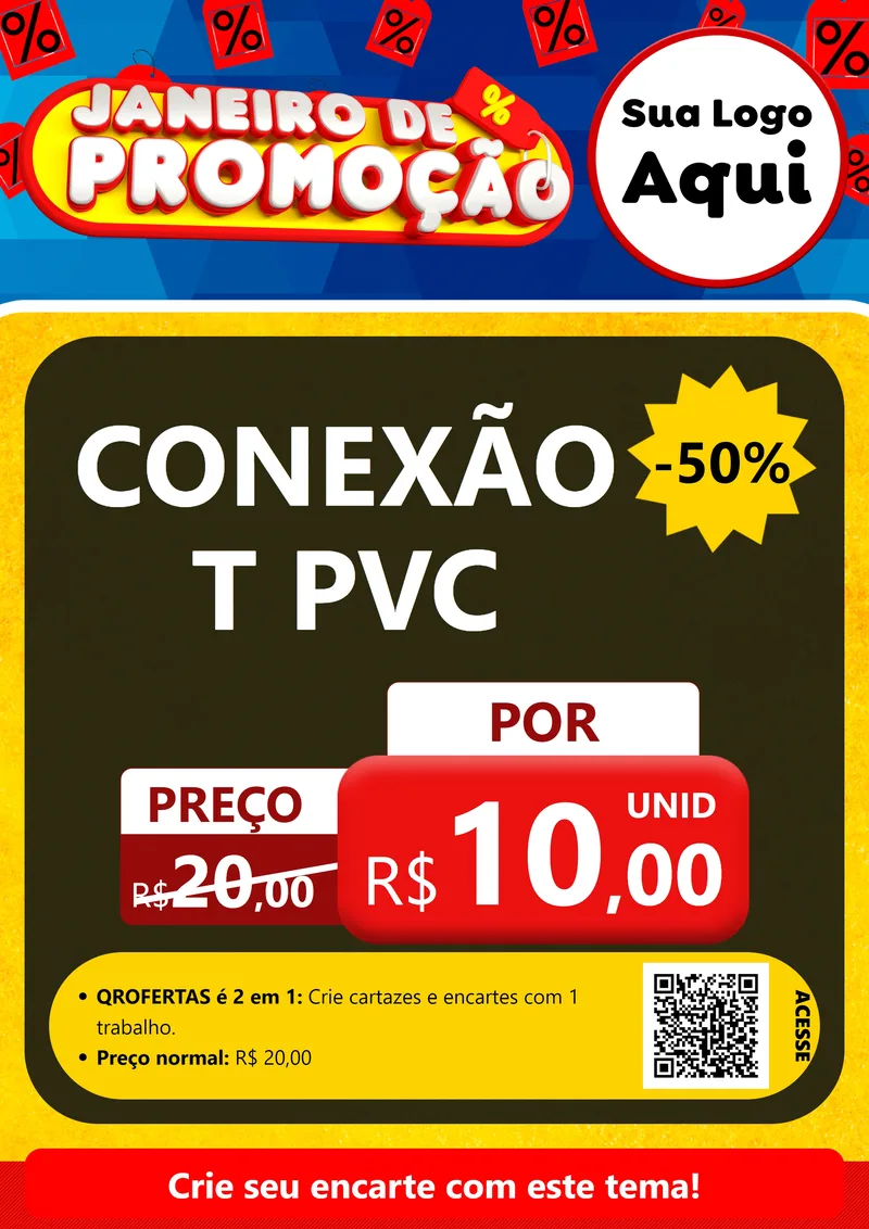 Modelo de Cartaz para Cartaz A4 Vertical com o tema Janeiro de Promoção para Tubos e conexões