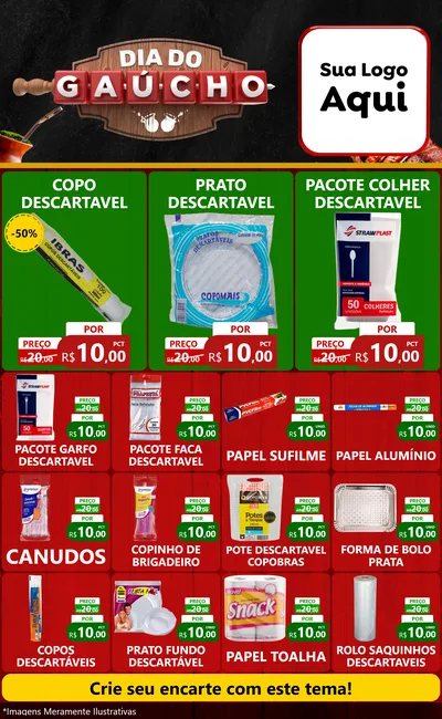Modelo de Encarte para Encarte Grande com o tema Dia do Gaúcho para Embalagens