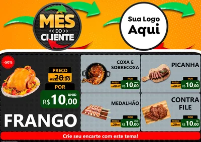 Modelo de Encarte para Encarte A4 Horizontal com o tema Mês do Cliente para Assados
