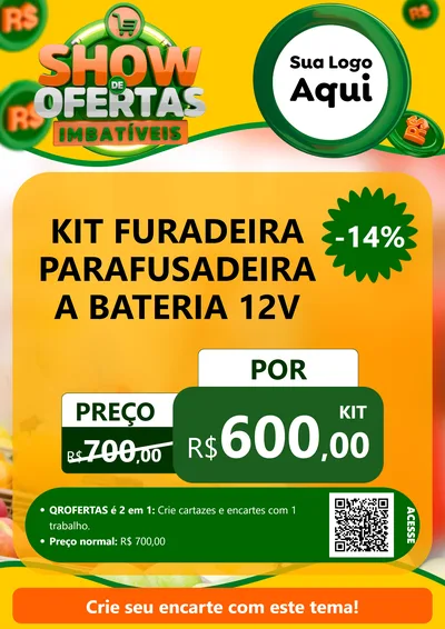 Modelo de Cartaz para Cartaz A4 Vertical com o tema Show de Ofertas Imbatíveis para Maquinas e Ferramentas