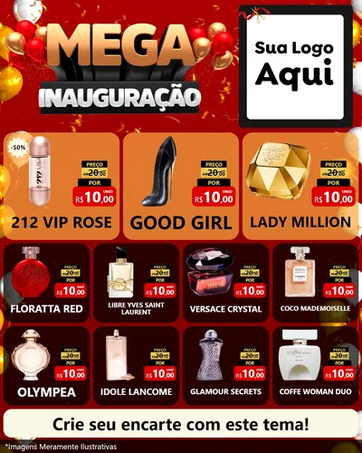 Modelo de Rede Social para Feed Instagram com o tema Mega Inauguração para Perfumes