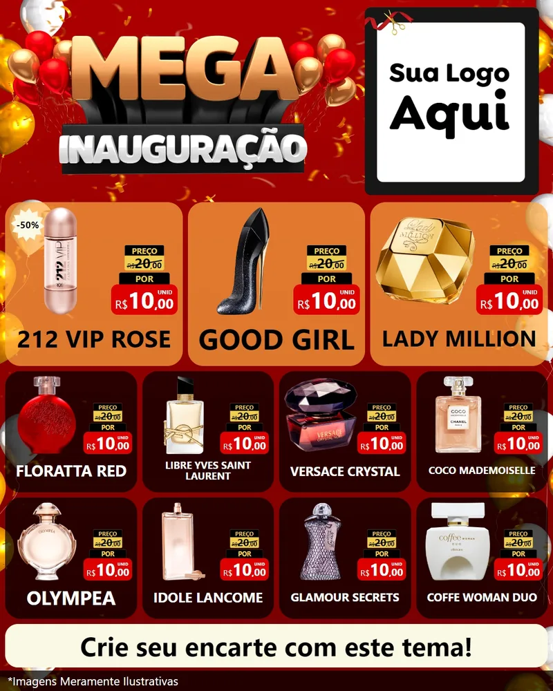 Modelo de Rede Social para Feed Instagram com o tema Mega Inauguração para Perfumes