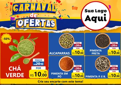 Modelo de Encarte para Encarte A4 Horizontal com o tema Carnaval de Ofertas para Produtos Naturais