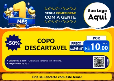 Modelo de Cartaz para Cartaz A4 Horizontal com o tema Um Mês de Aniversário para Embalagens