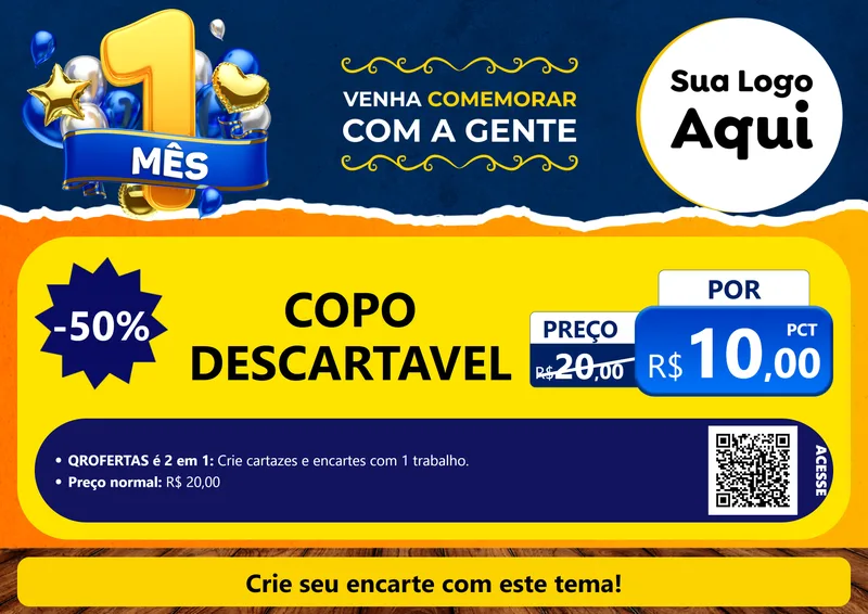Modelo de Cartaz para Cartaz A4 Horizontal com o tema Um Mês de Aniversário para Embalagens