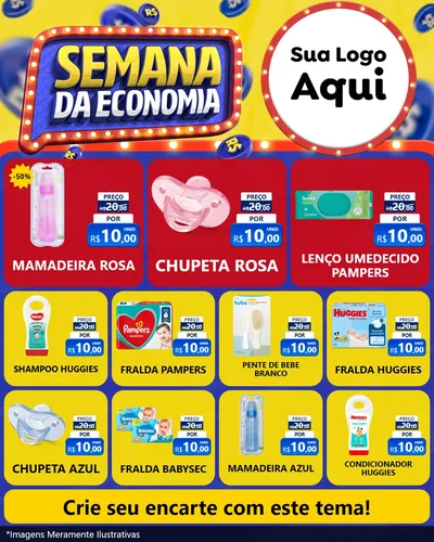 Modelo de Rede Social para Feed Instagram com o tema Semana da Economia para Bebês