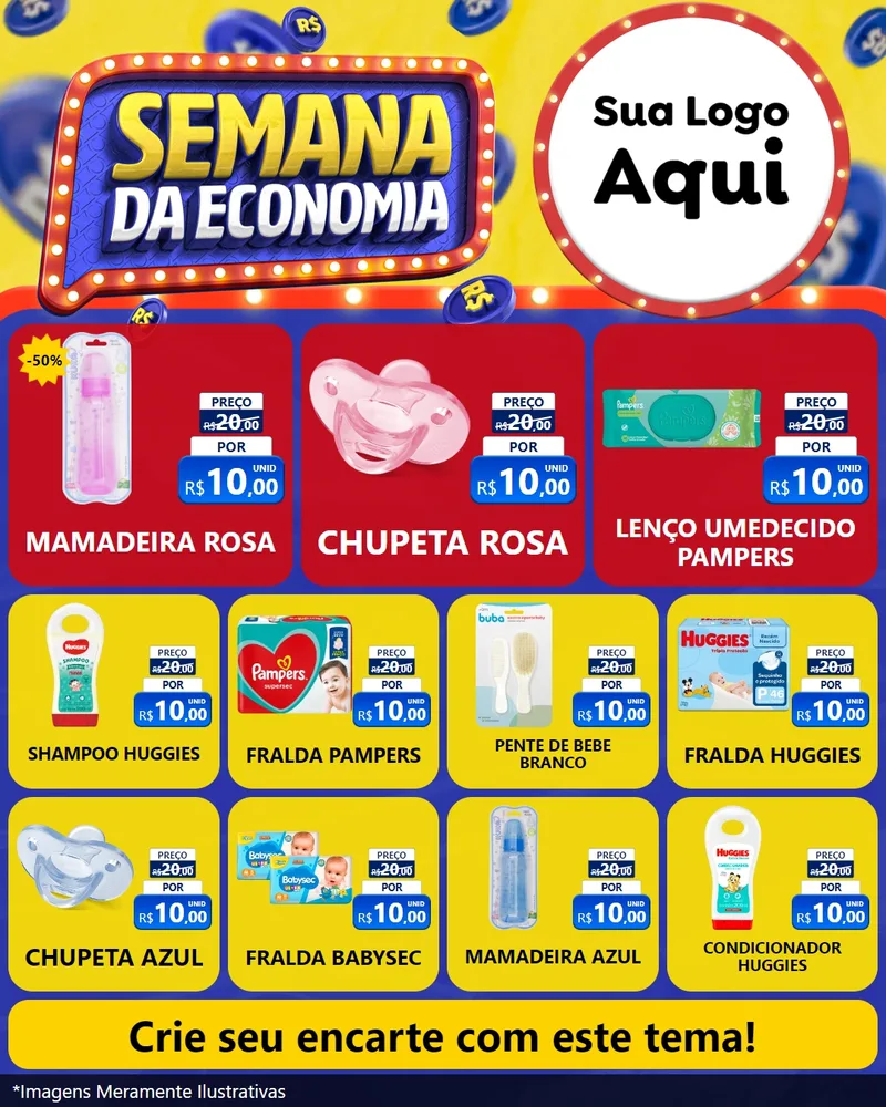 Modelo de Rede Social para Feed Instagram com o tema Semana da Economia para Bebês