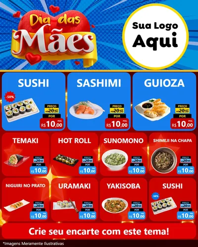 Modelo de Rede Social para Feed Instagram com o tema Dia das Mães para Comida japonesa