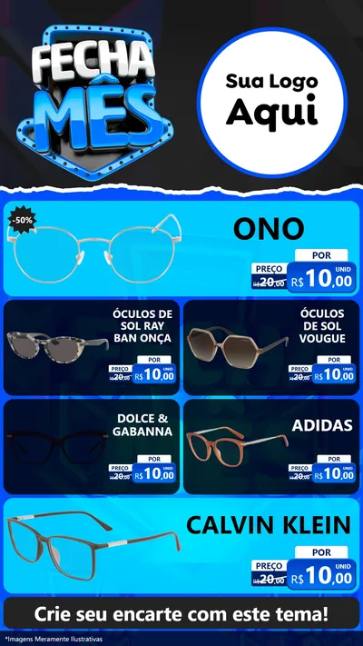 Modelo de TV para TV Vertical com o tema Fecha Mês para Óticas