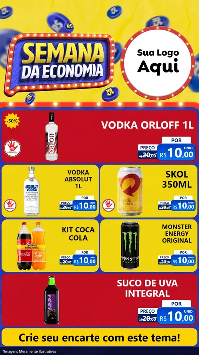 Modelo de TV para TV Vertical com o tema Semana da Economia para Distribuidora de bebidas