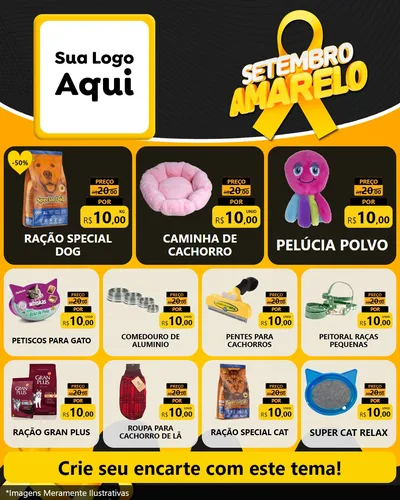 Modelo de Rede Social para Feed Instagram com o tema Setembro Amarelo para Pet Shop