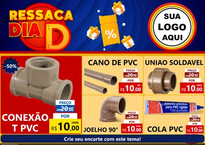 Modelo de Encarte para Encarte A4 Horizontal com o tema Ressaca Dia D para Tubos e conexões