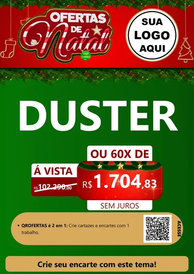 Modelo de Cartaz para Cartaz A4 Vertical com o tema Ofertas de Natal para Concessionaria de Carros