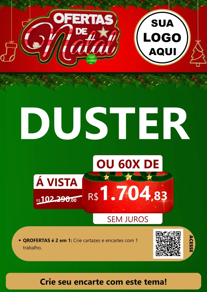 Modelo de Cartaz para Cartaz A4 Vertical com o tema Ofertas de Natal para Concessionaria de Carros