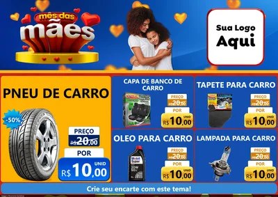 Modelo de Encarte para Encarte A4 Horizontal com o tema Mês das Mães para Auto peças