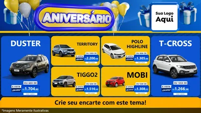 Modelo de TV para TV Horizontal com o tema Aniversário para Concessionaria de Carros