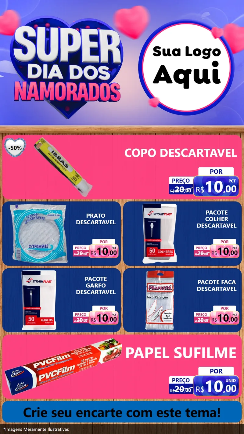 Modelo de TV para TV Vertical com o tema Super Dia dos Namorados para Embalagens