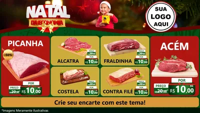 Modelo de TV para TV Horizontal com o tema Natal da Economia para Açougue