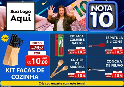 Modelo de Encarte para Encarte A4 Horizontal com o tema Nota 10 para Utilidades Domésticas