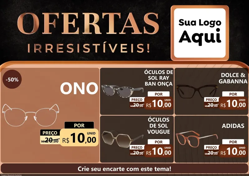 Modelo de Encarte para Encarte A4 Horizontal com o tema Ofertas Irresistíveis! para Óticas