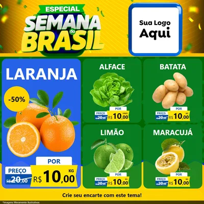 Modelo de Rede Social para Feed Facebook com o tema Especial Semana do Brasil para Hortifrúti