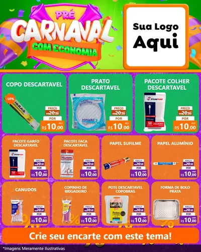 Modelo de Rede Social para Feed Instagram com o tema Pré-Carnaval Com Economia para Embalagens