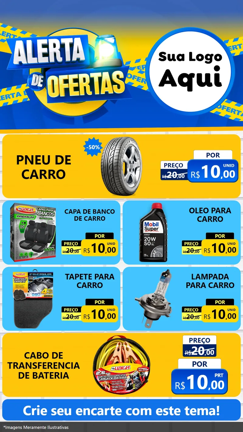 Modelo de TV para TV Vertical com o tema Alerta de Ofertas para Auto peças
