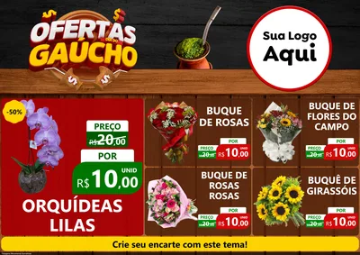 Modelo de Encarte para Encarte A4 Horizontal com o tema Ofertas Dia do Gaúcho para Floricultura e jardim