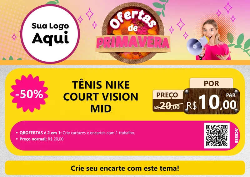 Modelo de Cartaz para Cartaz A4 Horizontal com o tema Ofertas de Primavera para Calçados