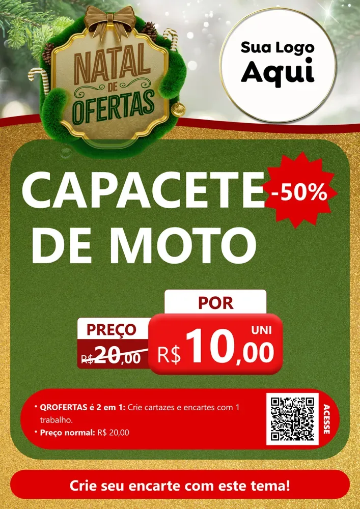 Modelo de Cartaz para Cartaz A4 Vertical com o tema Ofertas de Natal para Moto peças
