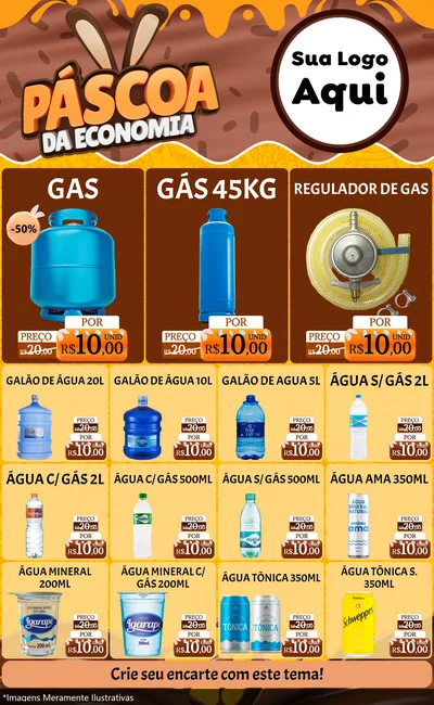 Modelo de Encarte para Encarte Grande com o tema Páscoa da Economia para Água e gás
