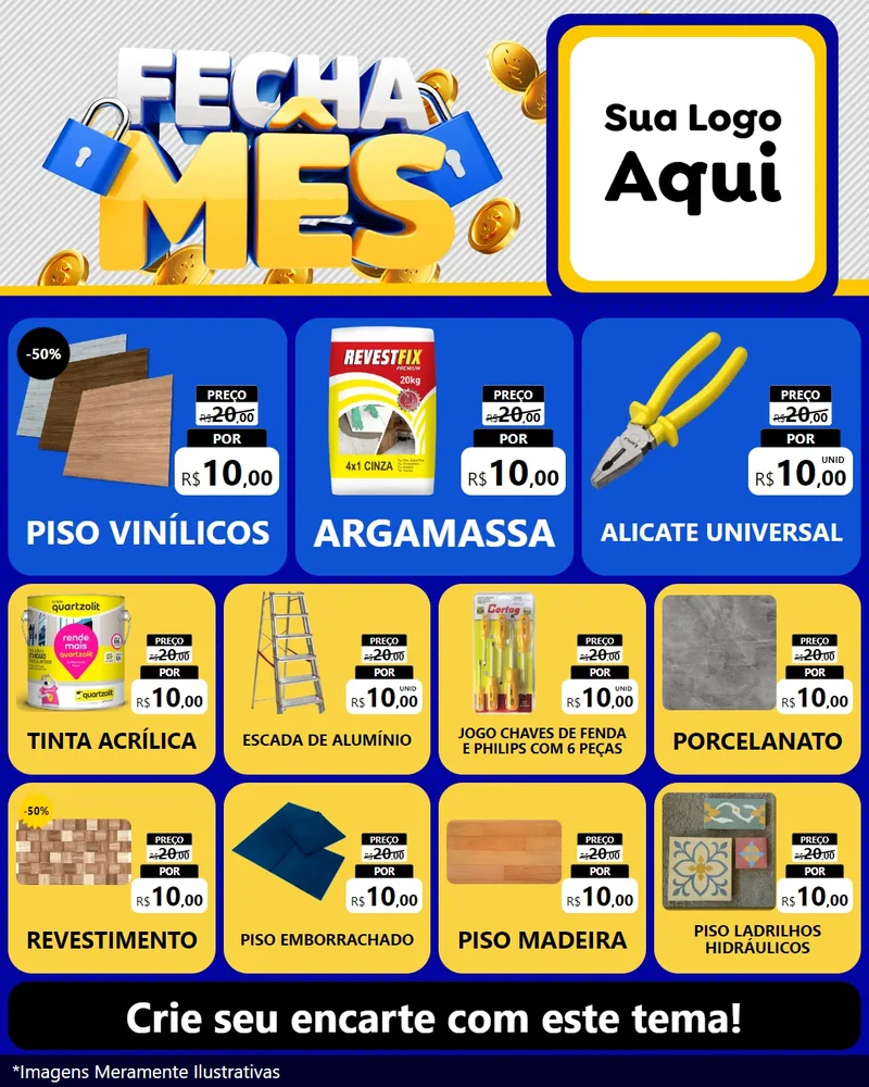 Modelo de Rede Social para Feed Instagram com o tema Fecha Mês para Material para Construção