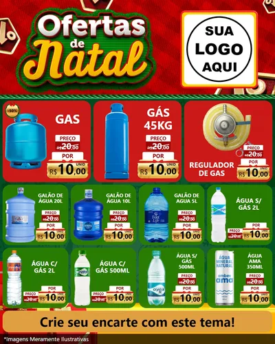 Modelo de Rede Social para Feed Instagram com o tema Ofertas de Natal para Água e gás