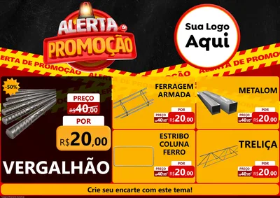 Modelo de Encarte para Encarte A4 Horizontal com o tema Alerta de Promoção para Ferragens