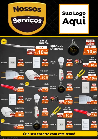 Modelo de Encarte para Encarte A4 Vertical com o tema Nossos Serviços para Materiais Elétricos