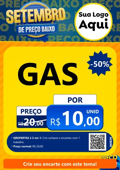 Modelo de Cartaz para Cartaz A4 Vertical com o tema Setembro De Preço Baixo para Água e gás