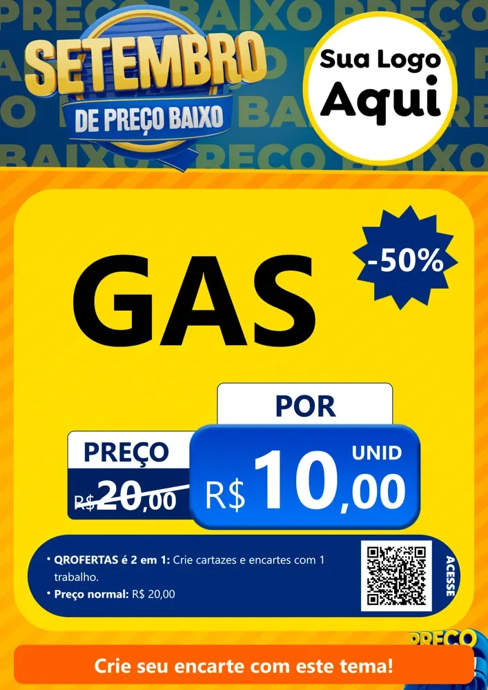 Modelo de Cartaz para Cartaz A4 Vertical com o tema Setembro De Preço Baixo para Água e gás