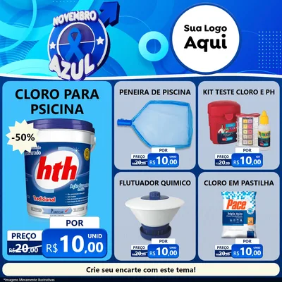 Modelo de Rede Social para Feed Facebook com o tema Novembro Azul para Produtos para Piscina