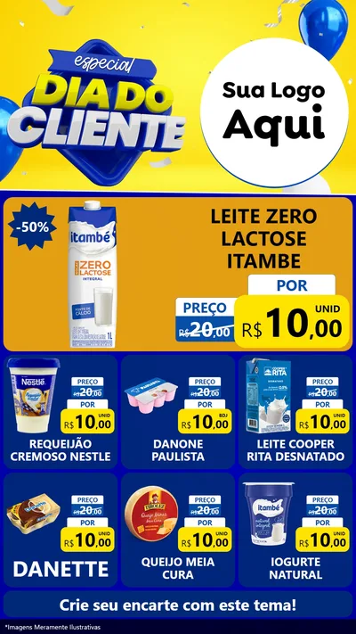 Modelo de Rede Social para Stories com o tema Especial Dia do Cliente para Frios e Laticínios