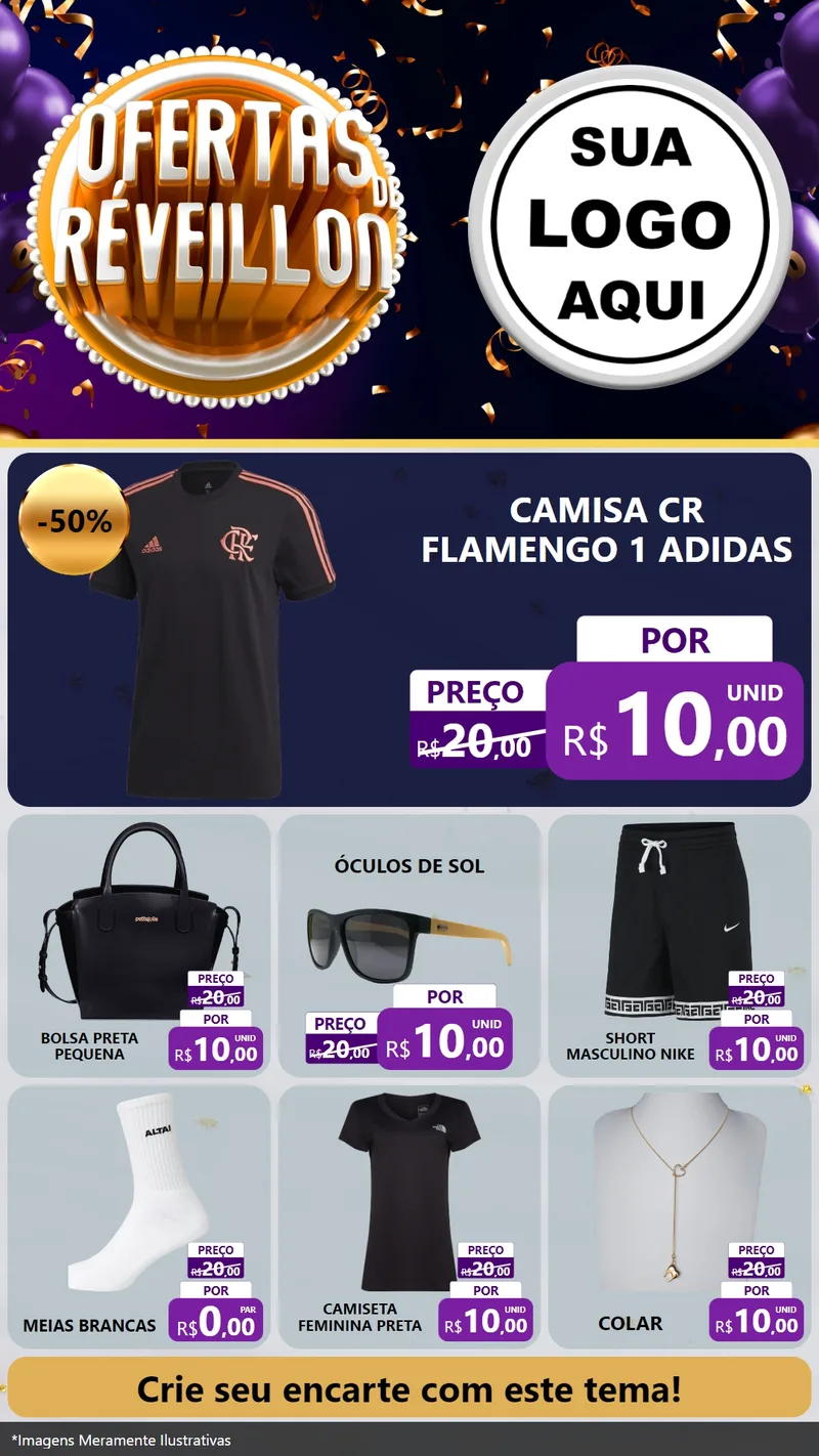 Modelo de Rede Social para Stories com o tema Ofertas de Réveillon para Roupas e acessórios