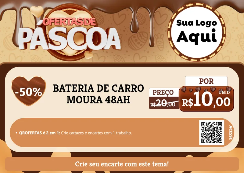 Modelo de Cartaz para Cartaz A4 Horizontal com o tema Ofertas de Páscoa para Baterias Elétricas