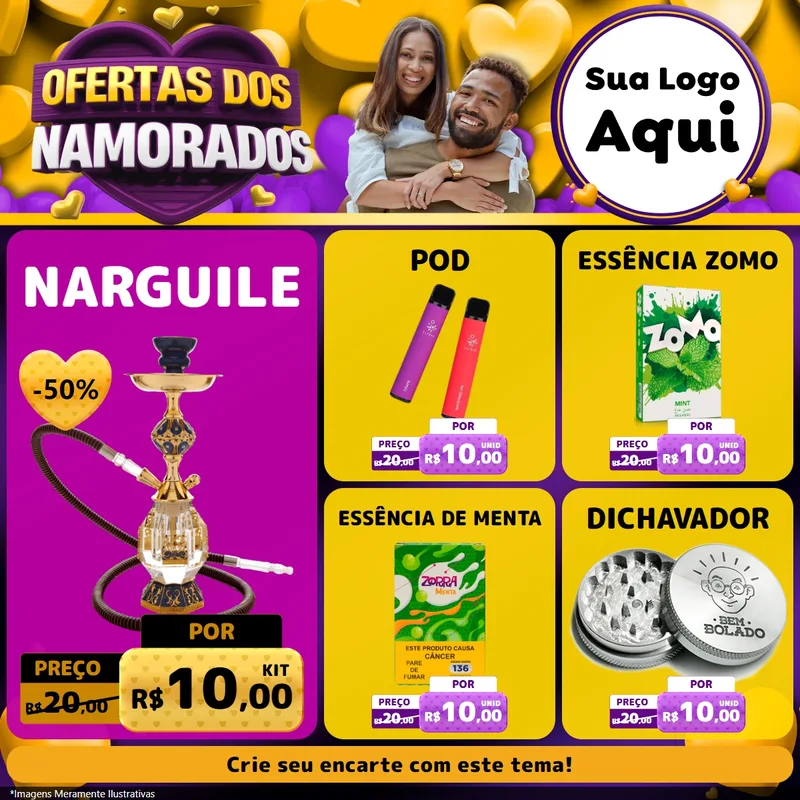 Modelo de Rede Social para Feed Facebook com o tema Oferta Dos Namorados para Tabacaria